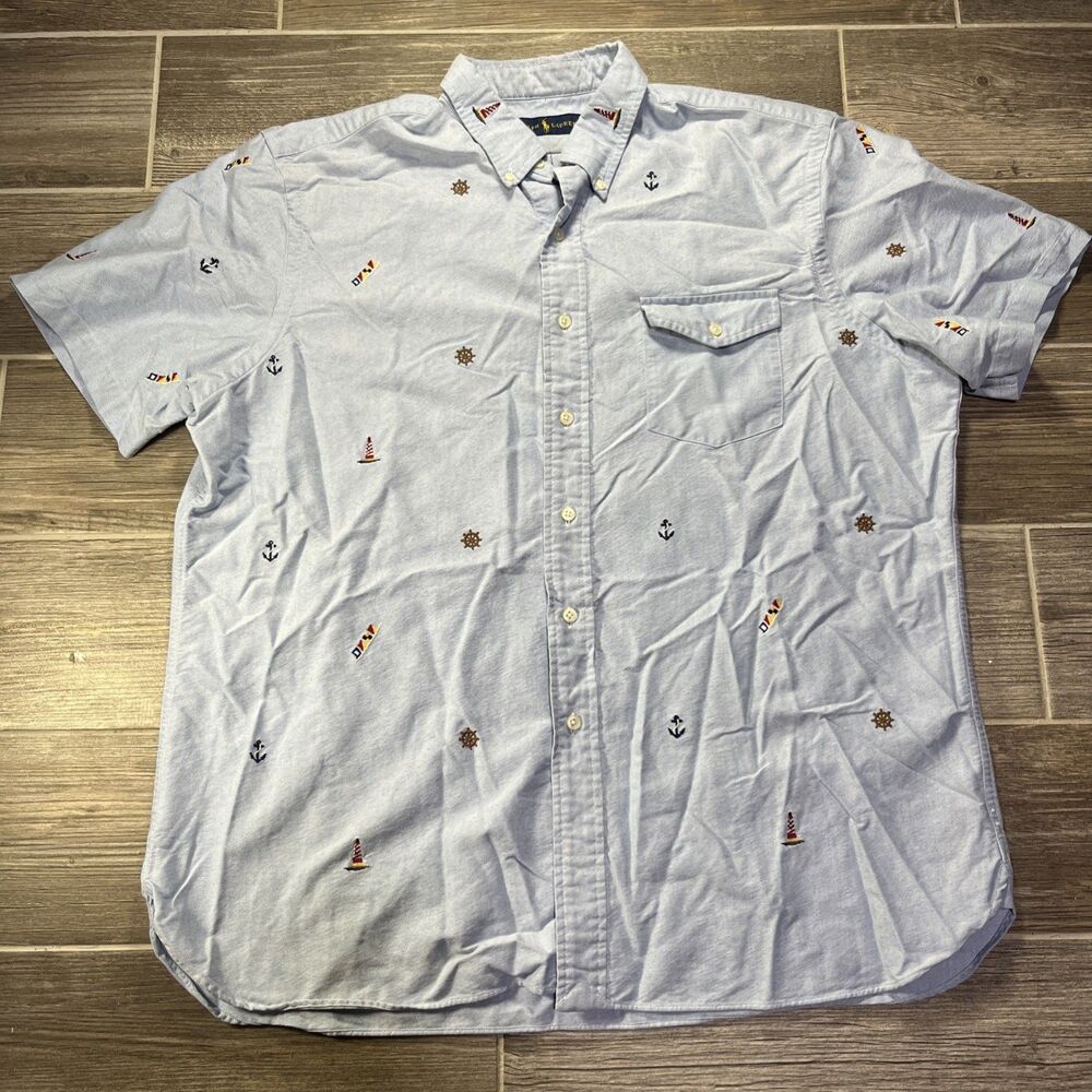 Polo Ralph Lauren Nautical Anchor Sailing Short Sleeve Embroidered Men’s Sz XL